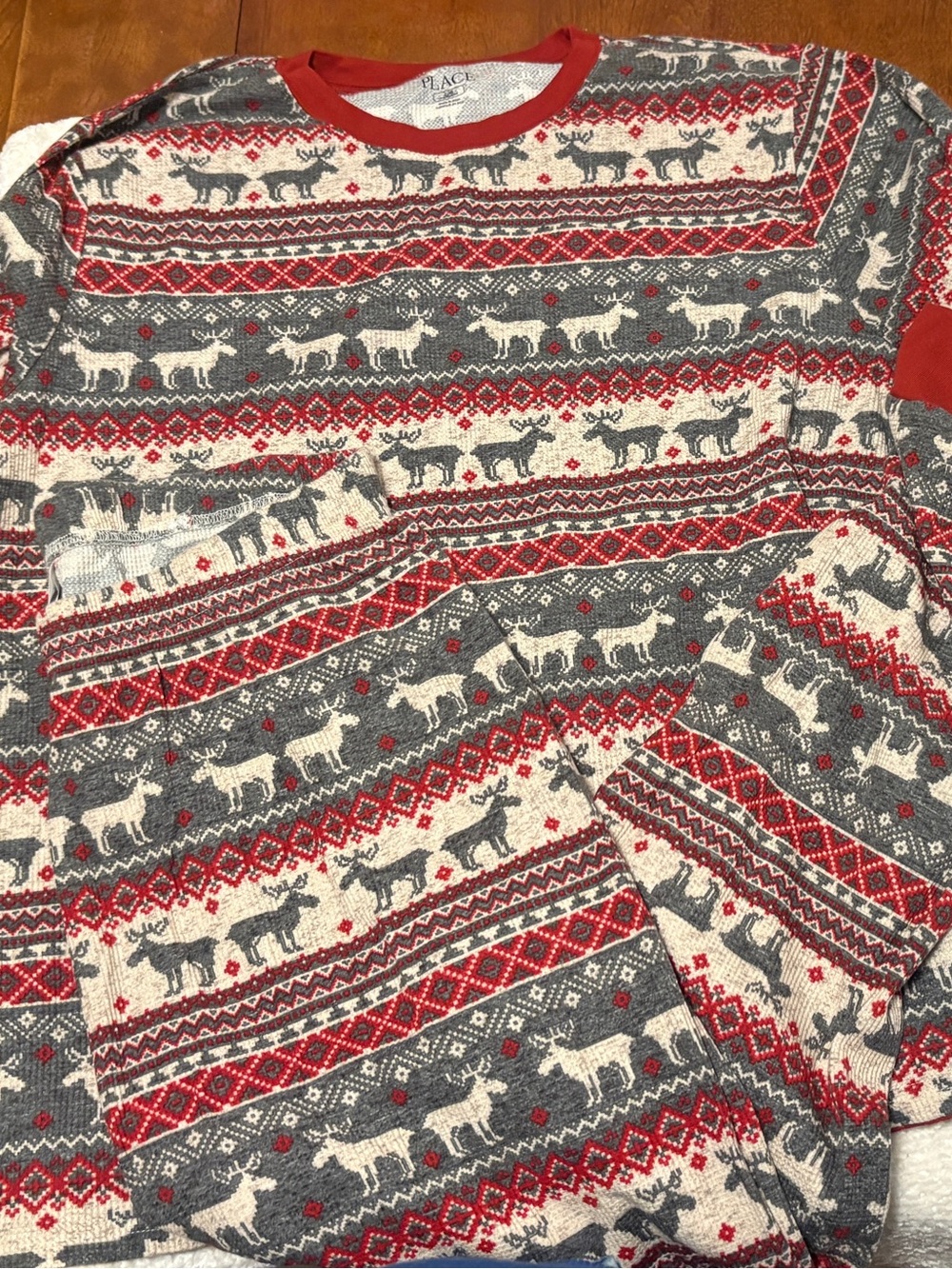 The Children’s Place Red, Gray & Cream Reindeer Fair Isle Crewneck Sweater